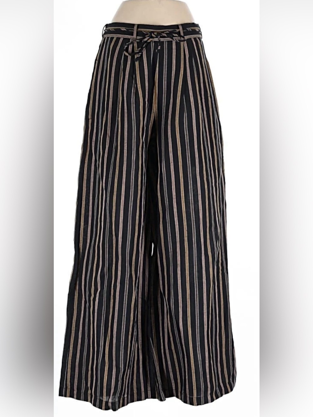 Anthropologie Ollari Striped Linen Blend Wide Leg Trousers NWOT size small